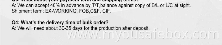 100% Full Inspection Portable Mini Pistol Safe Box Factory in China (USPS-7430F)